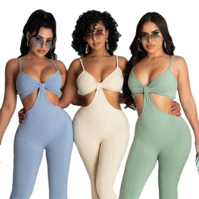 China Factory Supply Solid Color Anti-Wrinkle Women Cheapest Bodycon Overalls Women One Piece Lady Rompers for sale