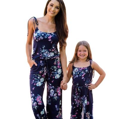 China One Piece Floral Overalls Matching Outfits Factory Direct Summer Preppy Family Supply Style Dress For Women And Girl for sale