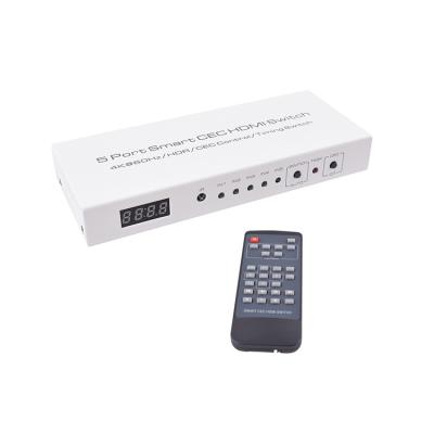 China ASK 3Port 5 Smart Left CCE with HDCP 2.2 HDMI Timer Switcher 4K 60Hz 5x1 HDMI Switcher HDSW0030M1 for sale