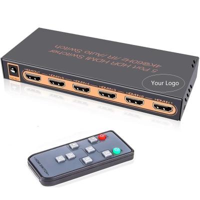 China OEM ODM Factory IR HDR UHD HDMI Selector Remote Control Hub 4k 60hz 3 in 1 3x1 5x1 5 HDMI Switch 4K Left Splitter 5 in 1 for sale