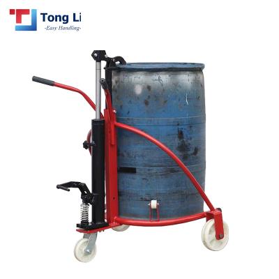 China Machinery Repair Shops Easy Movable Manual Hydraulic Oil Drum Carrier / Oil Drum Trolley for sale