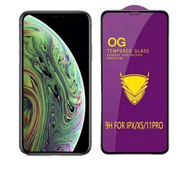 China Anti-fingerprint OG Armor Tempered Glass Screen Protector Big 9H Gold Curved Edge For iPhone X/XS and iPhone 11 pro for sale