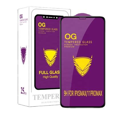 China Anti-fingerprint OG Armor Tempered Glass Screen Protector Big 9H Gold Curved Edge For iPhone Xs Max And iPhone 11 Pro Max for sale