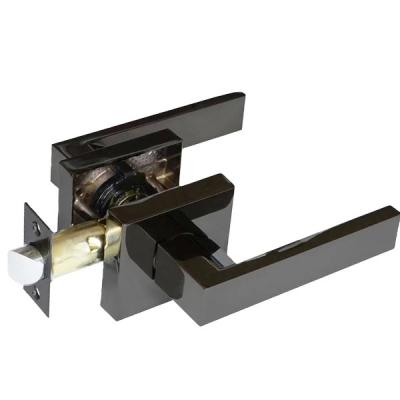 China Waterproof Matt Square Black Tubular Heavy Duty Lever Privacy Bathroom Handle Square Heavy Duty Door Lock for sale