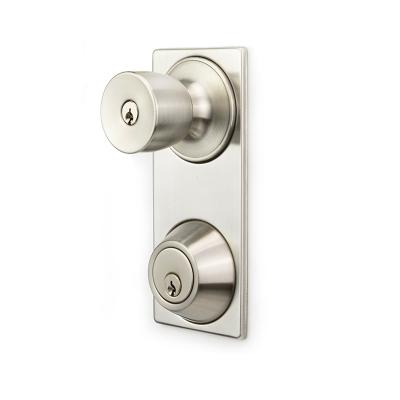 China US15 Satin Nickel Finish Door Entry Knobset Cylinder Deadbolt Waterproof Single Brass Combination Door Lock for sale