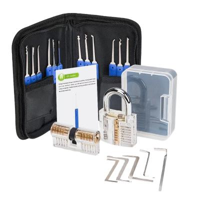 China Wafer Rakes Free Sample 17pcs Stainless Steel Blue Single Hook Opening Locksmith Tool Lock Pick Set for sale