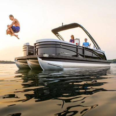 China 2022 Aluminum Luxury Tritoon Animal Friendly Vessel Pontoon Boat With Toilet for sale