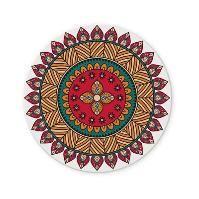 China Amazon Viable Bohemian Style Water Absorbent Diatomaceous Earth Cup Coaster Heat Resistance Round Quick Mandala for sale