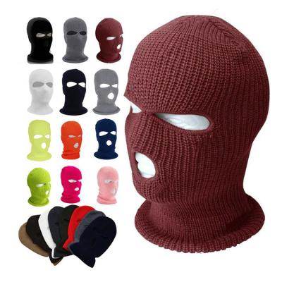 China COMMON Wholesale Custom Logo Face Mask Knit Full Face Cover Ski Mask 3 Hole Balaclava Designer Ski Mask for sale