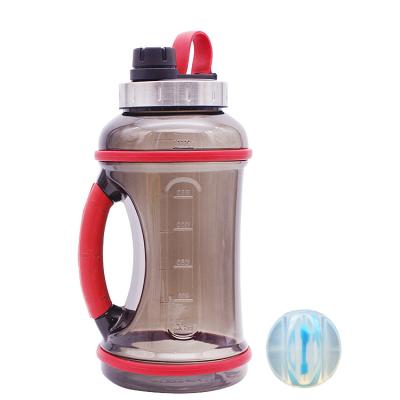 China New sustainable release item food grade half gallon water bottle with silicone shaking ball, plastic shaking ball bpa free for sale