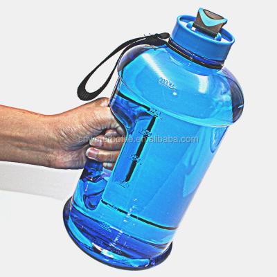 China Sustainable custom bodybuilding 2.2L PETG plastic bpa free water bottle with band for sale