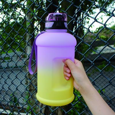 China Motivational Time Mark Plastic BPA Free Water Bottle Half Gallon 2.2L Shape Sustainable Portable Reusable Straight Case Storage With Handle for sale