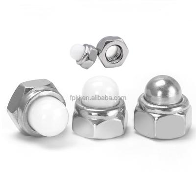 China DIN 986 DIN986 M5 M6 M8 M10 Stainless Steel Stainless Steel Insert Nylon Cap Nut With Nylon Cover for sale