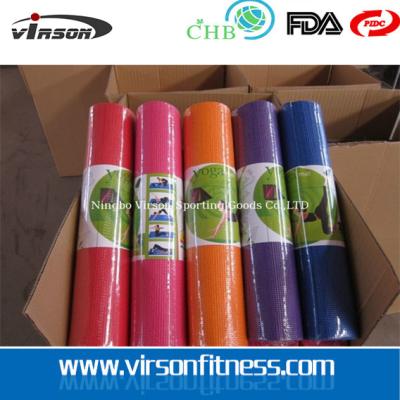 China 6mm Tapete de yoga pegajoso para principiantes de yoga, tapete de yoga tradicional de PVC con etiqueta del cliente en venta