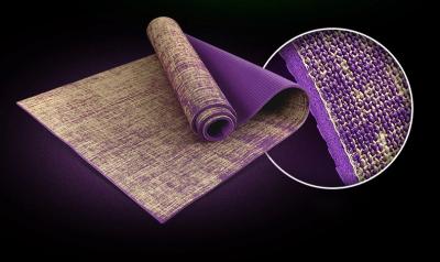 中国 Ningbo Virson colourful 4mm eco high density pvc jute yoga mat 販売のため