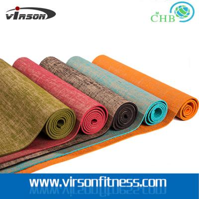 中国 Virson  eco jute cloth pvc yoga mat.chepst gym/fitness yoga mat. pvc yoga mat 販売のため