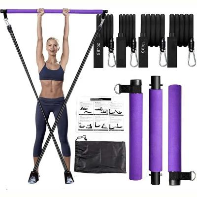 China Pilates Bar Kit with Resistance Bands Home Gym Workout Bar Portable 3-Section Exercise Pilates Sticks Bar zu verkaufen