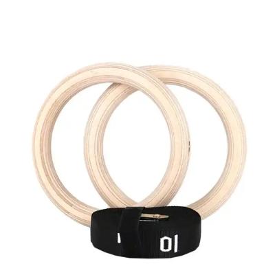 China Custom logo Fitness Strength Training Wooden Gym Ring with Adjustable Nylon Straps zu verkaufen