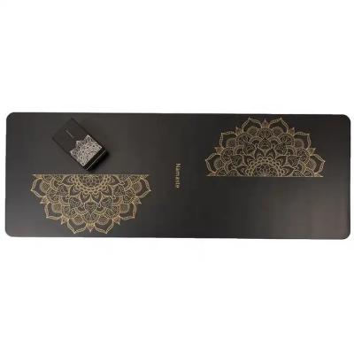 China Eco Friendly Etiqueta privada de venta al por mayor 4 mm Estampado de oro caliente Impresión UV Negro de caucho natural PU Leather Yoga Mat en venta