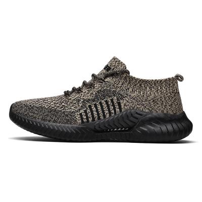 China Fashion Trend Men's Casual Shoes Sports Fly Knit Light Genuine Leather Lace Up DM Sole Casual Walking Shoes for sale