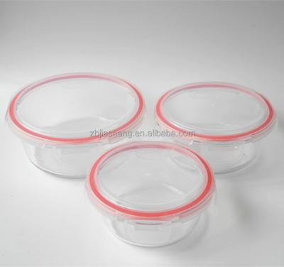 China Sustainable Pyrex Fast Food Packaging Glass Crisper With Silicone Sealed Lid for sale