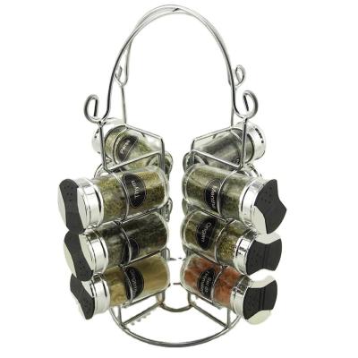 China Sustainable Hot Selling Spinning Spice Rack With 6 Clear Glass Spice Jar Set For Herbs for sale