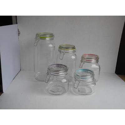 China CK09 560ml 1000ml Viable Glass Top Jam Storage Clip Jar Food Canning Airtight Jar for sale