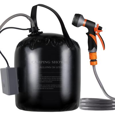 China Sustainable Portable Camping Shower, 5 Gallons / 20 Liters Rechargeable Outdoor Electric Compressor Camping Shower, 8 Spray Modes for sale