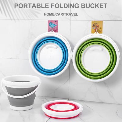 China Viable Silicone 10L Folding Bucket For Fishing Promotion Folding Bucket Car Wash Square Camp Room Outdoor Fishing Round Bucket for sale