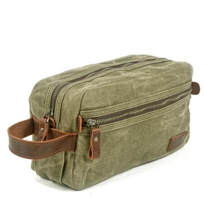 China Portable Fashion Vintage Toiletry Bag Waterproof Zipper Canvas Vintage Fashion Travel Cosmetic Storage Bags Large Capacity Shaving Kit Bag for sale