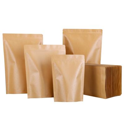 China Disposable High Quality *140micron Bottom Stand 11cm*18.5cm+3cm With Zipper Brown Kraft Paper Pouch Tea Packaging Bags for sale