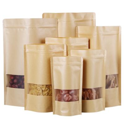 China Disposable Thicken Frosted Zipper Kraft Bag With Window for sale