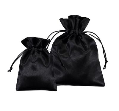 China Recyclable Custom Logo Soft Shiny Silk Satin Bag With Drawstring For Jewelry Packaging for sale