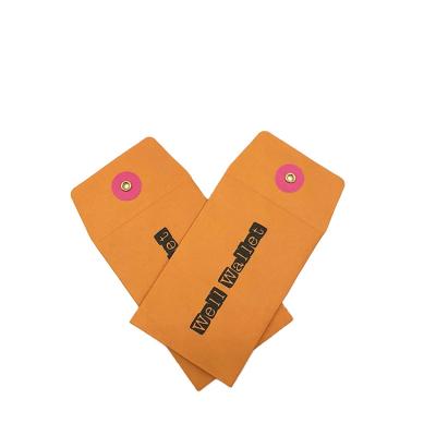 China Custom Printing Gift Envelope Small Coin Wrapping Envelope Recycled Thick Kraft Paper Envelope With String for sale