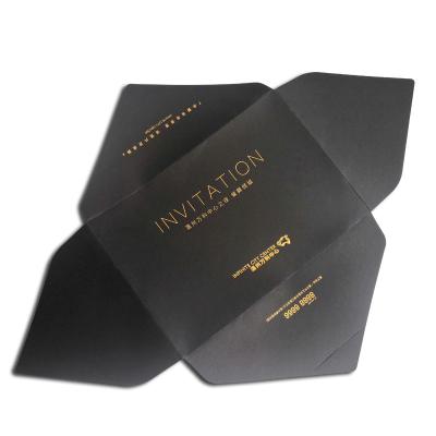 China Gift Envelope Black Paper Envelope Christmas Thank You Cards Gift Certificate Wrapping Envelope With Foil Logo for sale