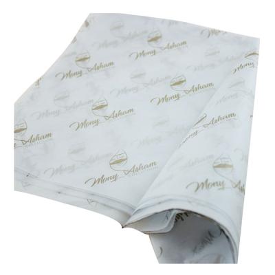 China Custom Logo Moisture Proof Printed White Grease Resistant Silk Tissue Paper For Cloth T-shirt Wrapping for sale