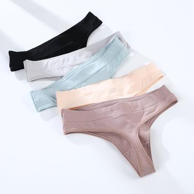 China Hot Sale Women's Cotton Thong Panties Breathable Sexy Women's Low Waisted Cotton Thong Panties Underwear for sale