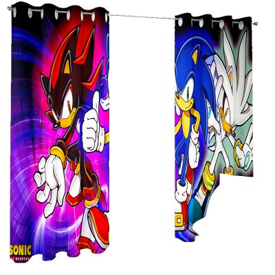 China OEM SONIC Blackout Theme Custom 3D Printed Curtain for Living Dining Room Decoration and with Pancake and American Flat Window Perfect for sale