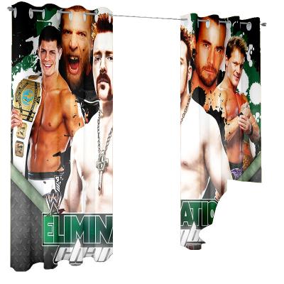 China Custom Blackout WWE OEM WWE Theme 3D Printed Curtain For Living Dining Room Decoration And With Pancake And American Flat Window Perfect for sale