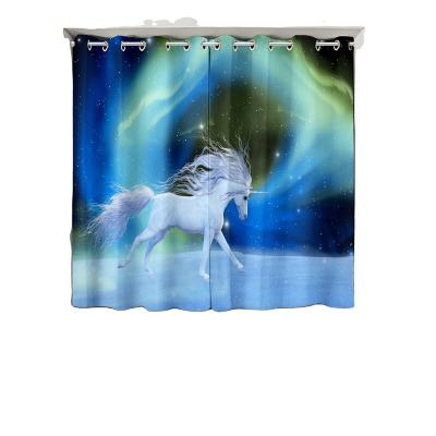 China Custom Blackout Pegasus OEM Theme 3D Printed Curtain For Living Dining Room Decoration And With Pancake And American Flat Window Perfect for sale