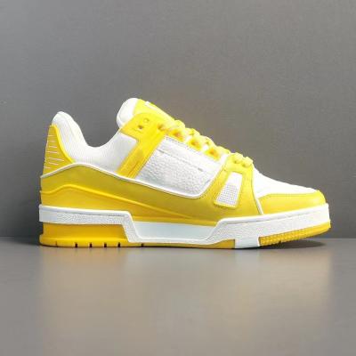 China Fashion Designer Famous Brand Luxury Trainer Yellow Mesh Casual Walking Running Basketball Shoes For Women Men for sale