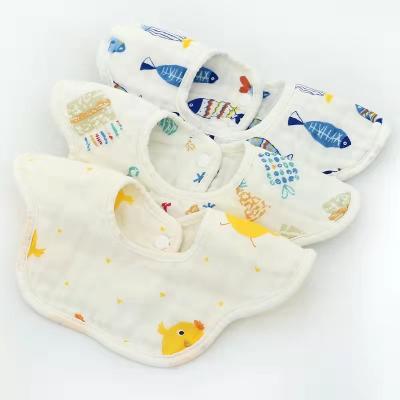 China BPA Free Super Soft 360 Degree Cute Soft Petal Custom Printed 100% Organic Cotton Muslin Baby Bibs for sale