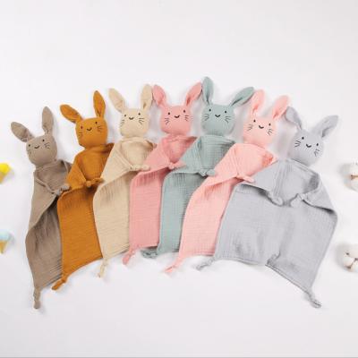 China New Arrival Rabbit Design Newborns Safety Blanket Luxury Baby Teether Anti-Static and Cozy Soft Cotton Baby Wrap Blanket for sale