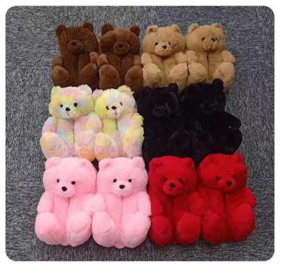 China New Fashion Cozy Bedroom Rainbow/Black/Red Bear Slippers One Size Fit All for sale