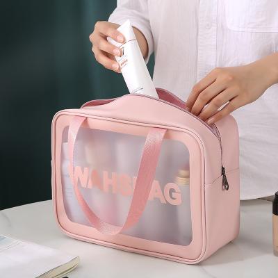 China Fashoion Custom Logo Cosmetic Bags Waterproof With Logo Zip Pouch Clear Kit Beauty Clear Travel Makeup Mini Wash Bag Transparent Kit for sale