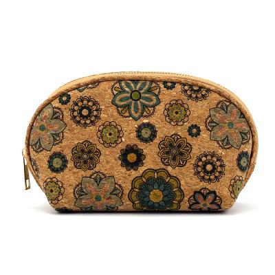 China Spain Cork Portugal Women Cluth Printed Natural Eco-friendly Natural Recycled Cosmetic Bag Travel Toiletry Storage Makeup Bag for sale