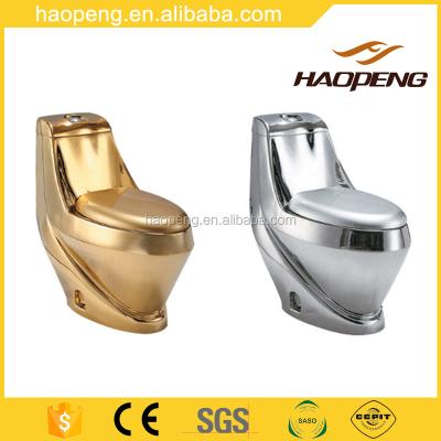 China Double-Flow SASO Gold Color Super Luxurious One-Piece Washdown S-trap250MM P-trap180MM One-Piece Toilet For Sanitary Ware Bathroom Toilet for sale