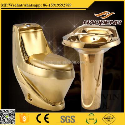 China Double-flush Gold Plated Sanitary Ware Washdown Wc Basin Toilet Sets for sale