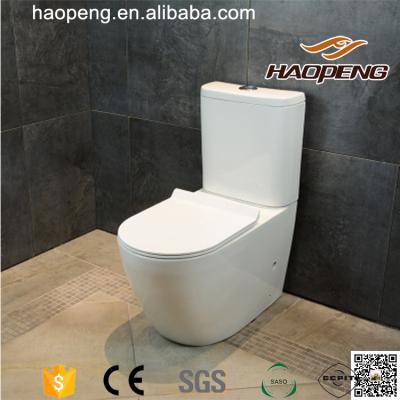 China Double-Flow Modern Design Bathroom Washdown P-Trap Toilet Two Piece WC Price for sale