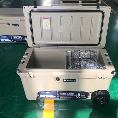 China 70QT Waterproof Outdoor Camping Ice Box Rotomolded Fishing Cooler Coolers With Wheels for sale